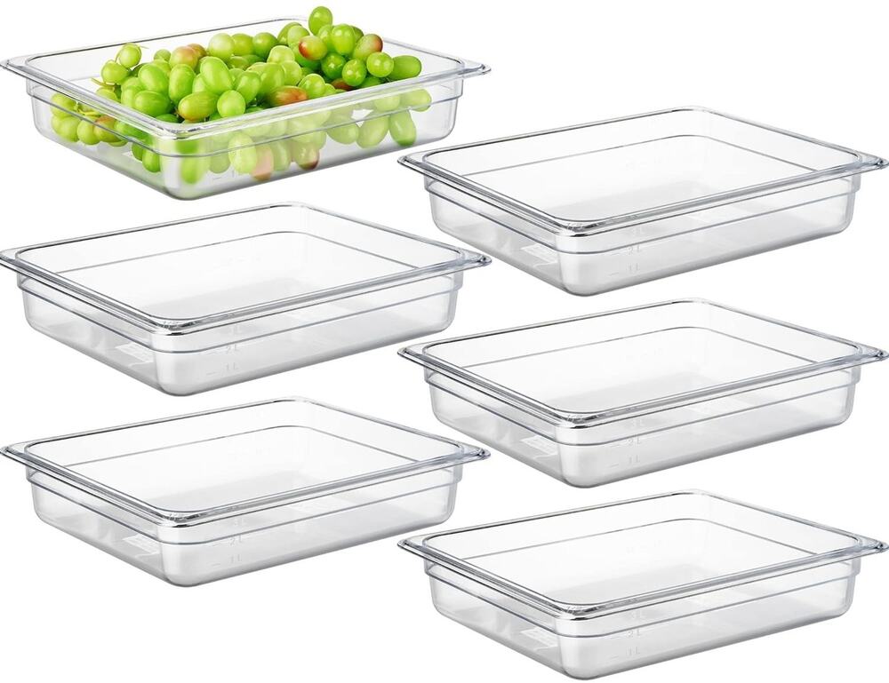 4PK 1/2 Size 2.5" DEEP Polycarbonate Food Pans Clear Restaurant Prep Container